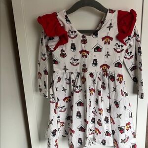 Monica & Andy Red and White Kids Christmas  Dress